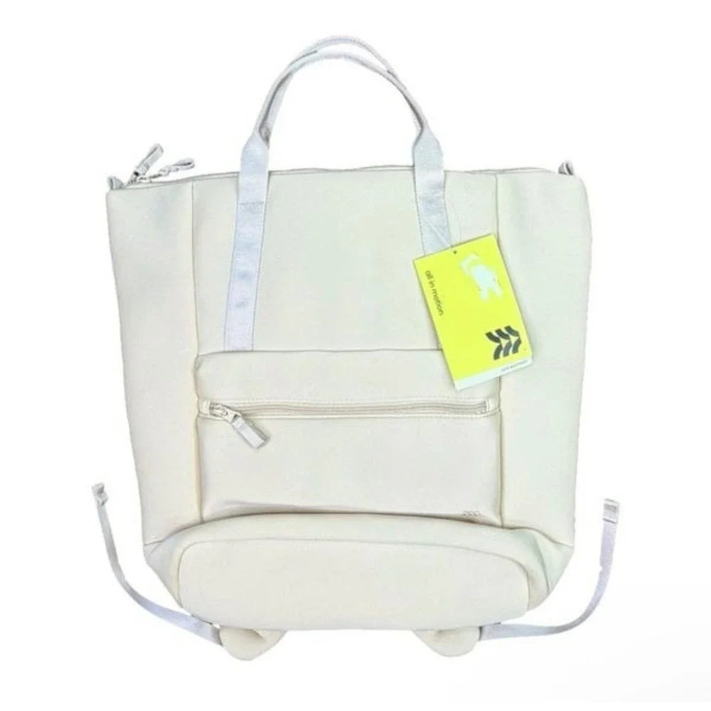 All in Motion Neoprene Backpack Tote Bag Cream Off White Laptop Sleeve NWT